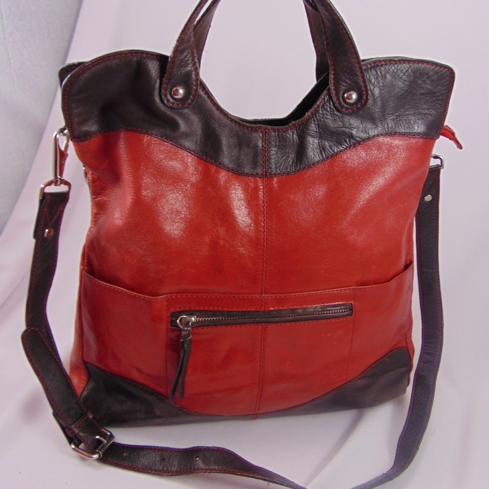 Nino Bossi Vintage Red & Brown Leather Crossbody